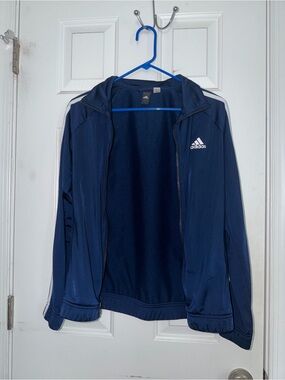 adidas Navy Blue Performance Track Jacket with White Stripes